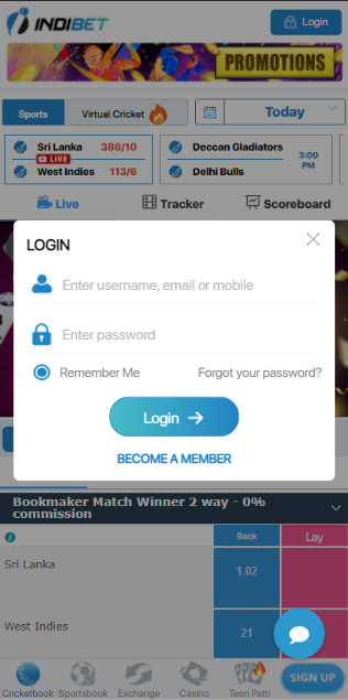 Sign Up on Indibet.