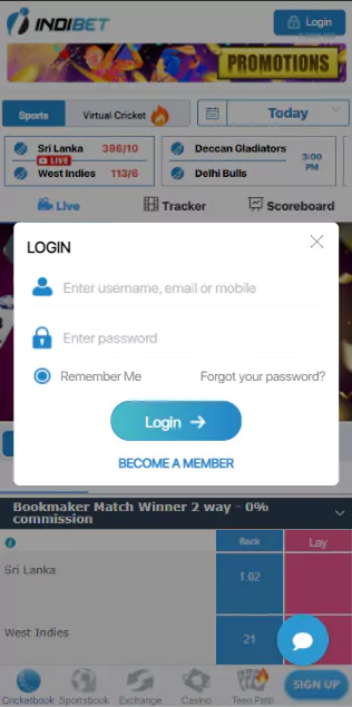 Sign Up on Indibet.