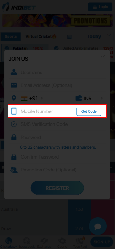 Use this code to verify your private Indibet account;